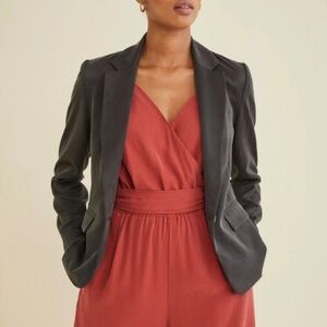 Amour Vert Ashley Black Silk Blazer Jacket Women’s Size Medium, New